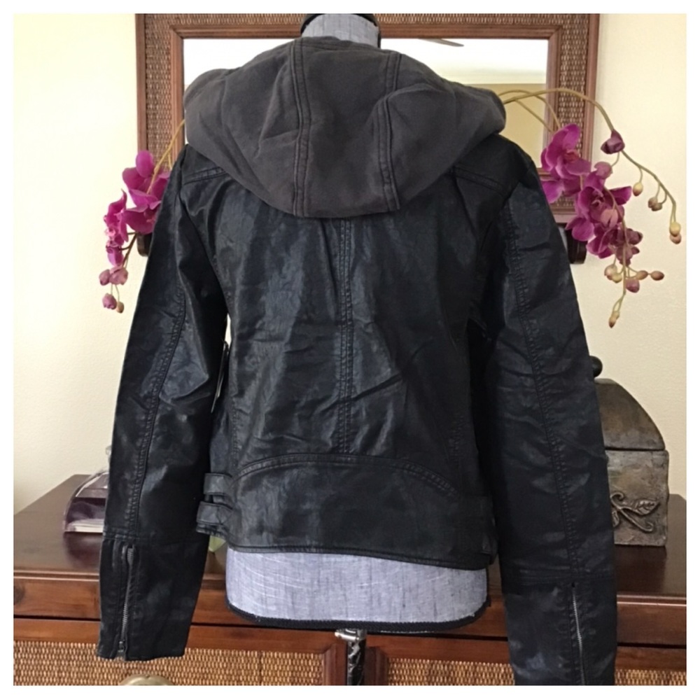 Free People Cleo Vegan Moto Hooded Jacket.  NWT. - Picture 6 of 13